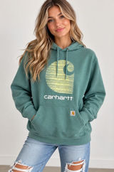 Carhartt Rain Defender Women’s Large Green Relaxed Fit Graphic Hoodie Photo 0