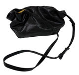 Anthropologie Jory Black Metallic Clutch Crossbody Dumpling‎ Bag Vegan Leather Photo 0
