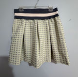 Anthropologie Maeve Light Green Polka Dot Mini Skirt with Navy & Cream Waistband Photo 0