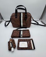 Fossil Leopard Print Satchel Crossbody Bag Wallet Card Holder Matching Set Photo 0