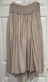 Free People Floral Smocked Midi Skirt Small Boho Ditsy Print High Low Rayon Photo 0