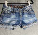 Rock Revival Womens Blue Jean Embroidered Denim Shorts Size 25 Amy Short zebra Photo 0