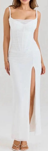 NWOT House of CB Lini Sleeveless white Mesh Maxi Dress Sz XS A-C Photo 0