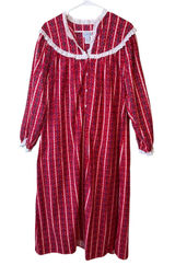 Lanz of Salzburg 100% Cotton Nightgown Medium Red Heart Lace Trim Cottagecore Photo 0
