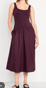 Old Navy Womens Sleeveless Midi Dress Plum Purple Xl Photo 0