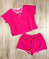 Vintage Vanity Fair Pink Terry Cloth Lounge Set Shorts Top Made in USA Medium Photo 0