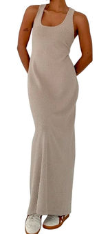 Rumored Cloud Nine Maxi‎ Dress XS Taupe Getaway Vacation Lounging Photo 0