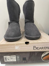 Bearpaw Maggie Charcoal Grey Suede Knit Back Winter Boots 2116W Womens 9 Photo 0