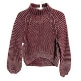 Free People Sweetheart Sweater Mock Neck Chunky Knit Balloon Sleeve Cotton Photo 0