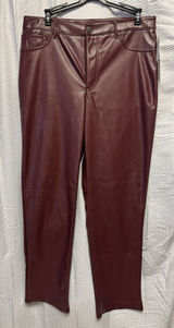 Joie Women's Size 10 Burgundy Faux Leather‎ Straight Leg Pants NWT Lined Photo 0
