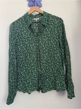 Reformation Small Violet Blouse Clementine Green Floral Office Sheer Cottage Photo 0