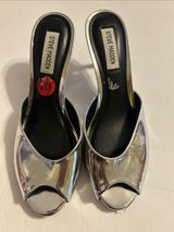 Steve Madden Silver Metallic Open-Toe Mules Photo 0