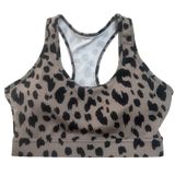 MM Sport Sports Bra Women Medium Tan Black Excellence Animal Print Racerback Photo 0