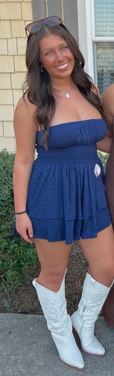 Navy blue gameday romper Photo 0