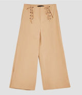 ZARA Trafaluc Collection Women's Wide Leg Culotte Pants in Beige/Tan Size L Photo 0