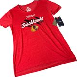 Fanatics Chicago Blackhawks Womens Small Red Heather NHL Graphic‎ T-Shirt NWT Photo 0