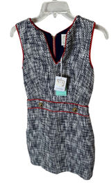 Sail to sable Navy Tweed Tradition Dress Size 0 Sleeveless Red Trim‎ Photo 0