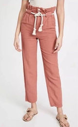 Veronica Beard Karter Paperbag Linen Blend Casual Crop Pants Mocha woman’s 12 Photo 0