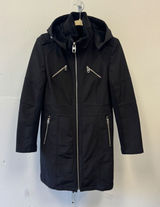 2010s M60 Miss Sixty Black Softshell Faux Fur Lined Hooded Parka Jacket Medium Photo 0