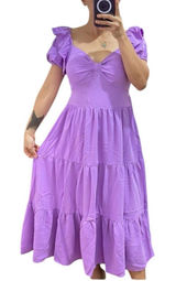 NWT Womens New Fashion Lilac Stunning Tiered Tie Back Midi Dress - Sz S Photo 0