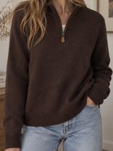 Jos A Bank Brown Lambswool Quarter Zip Pullover Sweater Men's Large Photo 0