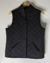Eileen Fisher‎ Quilted Merino Wool Button Mock Neck Vest Gray Small Photo 0