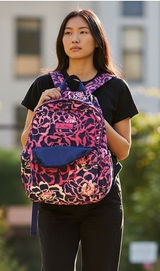 Vera Bradley Lighten Up Grand Backpack Pink Navy Floral Water Repellent Bag Photo 0
