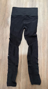 Alo Yoga Womens Black Moto High Waist Ribbed Mesh Inset Leggings Size Medium Photo 0
