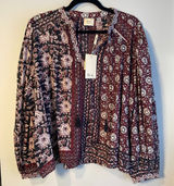 Elie Tahari Floral Print Cotton Puff Sleeve Blouse, XL - NWT Photo 0