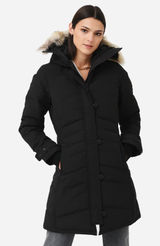 Canada Goose Black Lorette Parka 2090L Down‎ Winter Coat Fur Trim Hood Size XS Photo 0