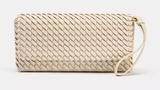 ZARA Woven Braided Clutch Wristlet Purse New Cream Photo 0