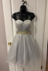 Ruffle Tule Strapless Sweetheart Short Homecoming Formal Dress Embellished Waist L Photo 0