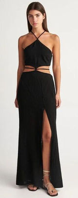 PEARL & CAVIAR Black Cut Out maxi‎ Dress cotton viscose blend size xs/small sexy Photo 0