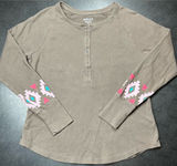 Ariat Real Women’s Size L Brown Lightweight Henley Top Photo 0