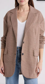 Free People Reggie Oversized Blazer Plaid Houndstooth Ginger Combo Size XL Photo 0