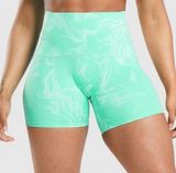 Gymshark Power High Rise Shorts Bright Turquoise Print Size: S Photo 0