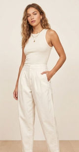 Abercrombie & Fitch Pants Women 4R White Pleated Tapered HR Chino Trousers‎ Photo 0