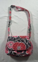 Vera Bradley Floral Quilted Crossbody Shoulder Bag Pink Gray Cotton Purse Photo 0