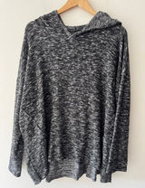 Aerie Soft & Sexy Plush Marled Black Oversized Hoodie Photo 0