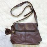 Signature Studio Brown Leather Crossbody Bag Tassel‎ Flap Pocket Mens Womens Photo 0