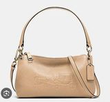 Coach Charley Embossed Horse and Carriage Pebbled Leather Crossbody TAN Photo 0