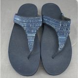 FitFlop Incastone Sandals Women’s Size 10 Blue Thong Embellished Comfort Photo 0