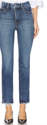 Good American Good Curve Straight Jeans Size 10/30 Super High Rise Raw Hem Photo 0