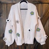 She‎ + Sky Floral Appliqué Open Front Sweater Photo 0