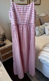 Pink Gingham Midi Dress Photo 0