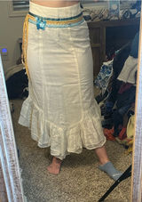 Free People Boho White Cotton Blend Mermaid Maxi Skirt with Ruffle Hem Photo 0
