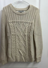 Banana Republic cream cable soft thick knit crewneck sweater cotton neutral S Photo 0
