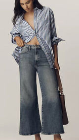 Mother the Hustler Roller ankle jean size 26 wide leg high on the hog wash Photo 0