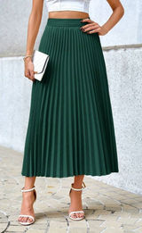 SHEIN Womens Pleated Skirt Green Large No Stretch Zipper Closure XL see Measure Photo 0