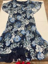 R & M Richards Navy Floral A-Line Dress with Blue Blooms Photo 0